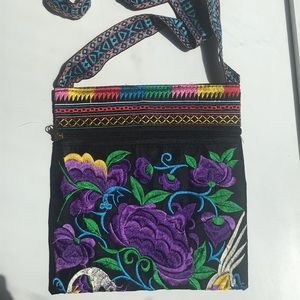 Beautiful hand embroidered purple flower purse